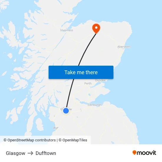 Glasgow to Dufftown map
