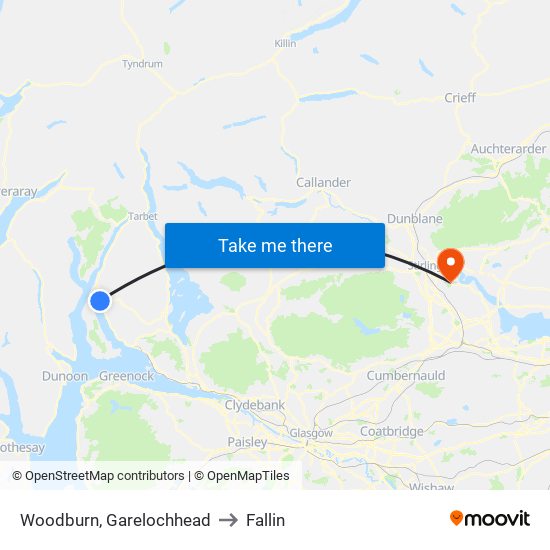 Woodburn, Garelochhead to Fallin map