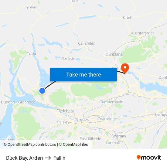 Duck Bay, Arden to Fallin map