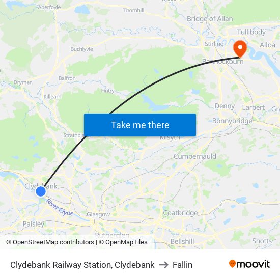 Clydebank Railway Station, Clydebank to Fallin map
