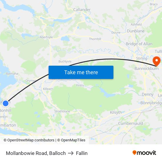 Mollanbowie Road, Balloch to Fallin map