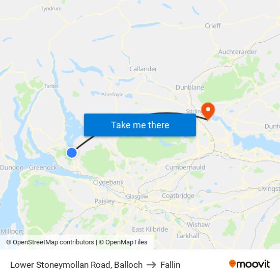 Lower Stoneymollan Road, Balloch to Fallin map