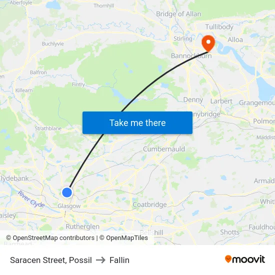 Saracen Street, Possil to Fallin map