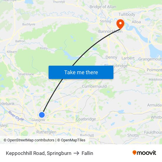 Keppochhill Road, Springburn to Fallin map