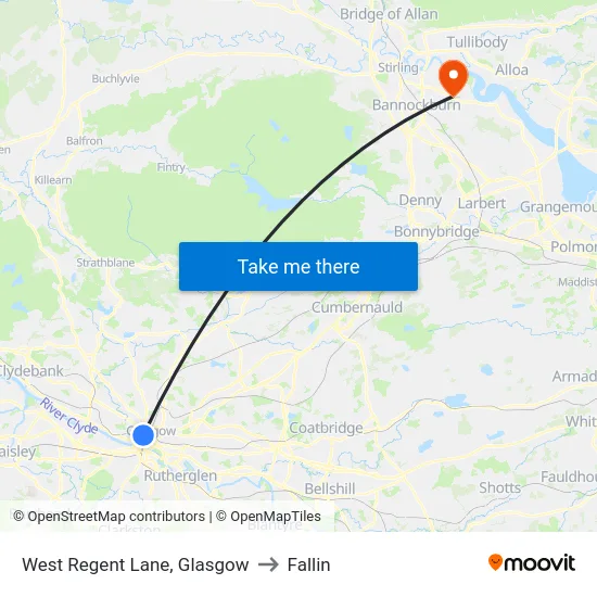 West Regent Lane, Glasgow to Fallin map