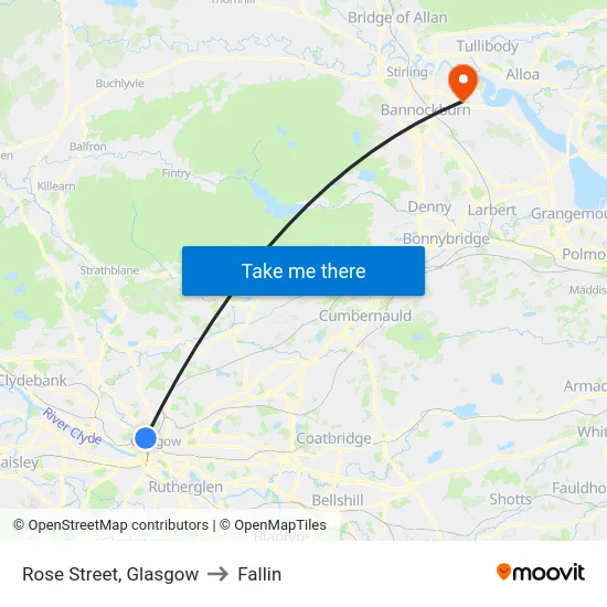 Rose Street, Glasgow to Fallin map