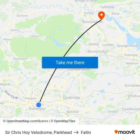 Sir Chris Hoy Velodrome, Parkhead to Fallin map