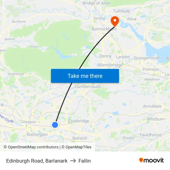 Edinburgh Road, Barlanark to Fallin map