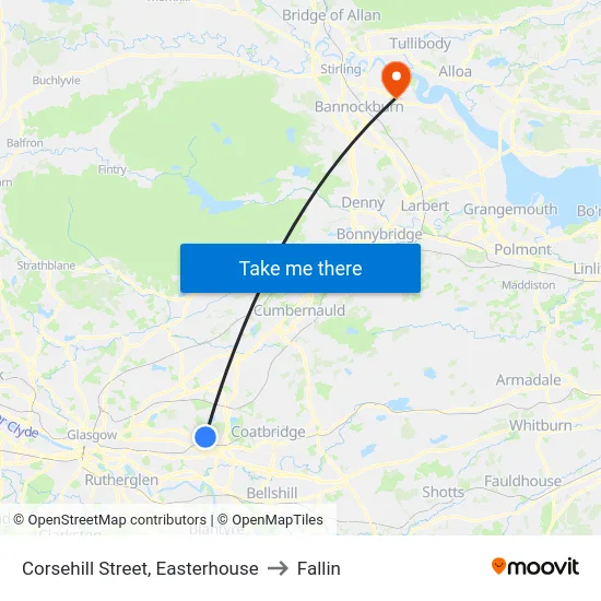 Corsehill Street, Easterhouse to Fallin map