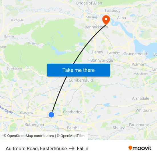 Aultmore Road, Easterhouse to Fallin map
