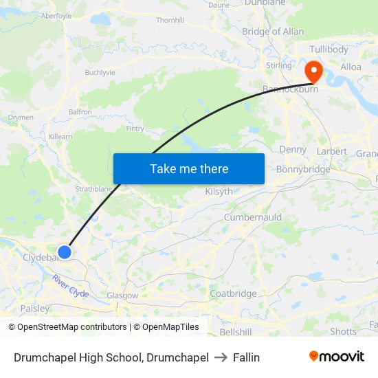 Drumchapel High School, Drumchapel to Fallin map