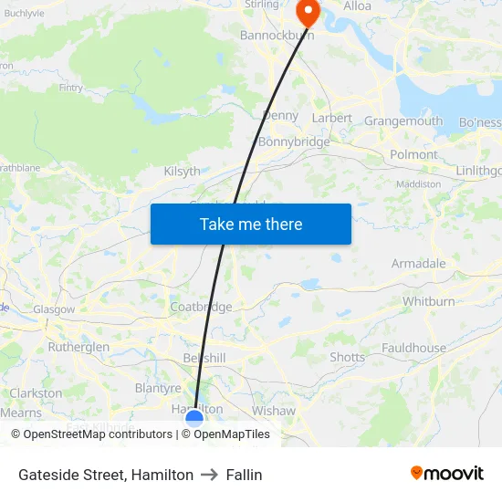 Gateside Street, Hamilton to Fallin map