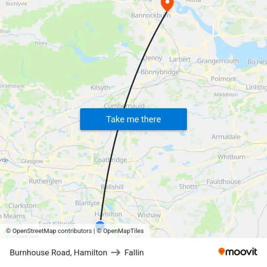 Burnhouse Road, Hamilton to Fallin map