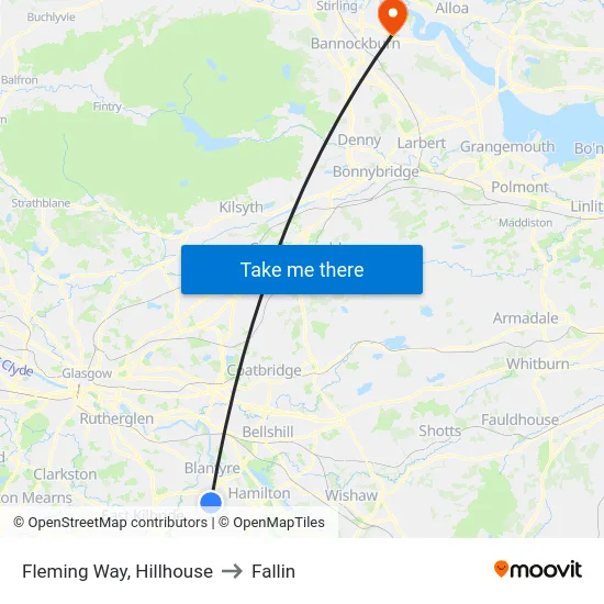 Fleming Way, Hillhouse to Fallin map