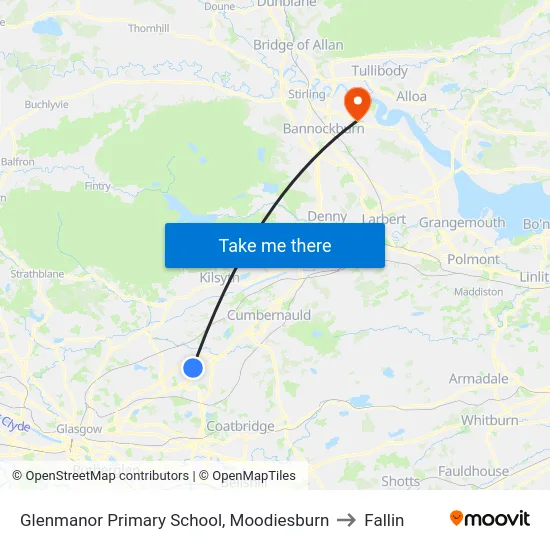 Glenmanor Primary School, Moodiesburn to Fallin map