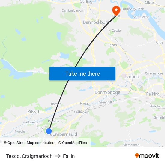 Tesco, Craigmarloch to Fallin map