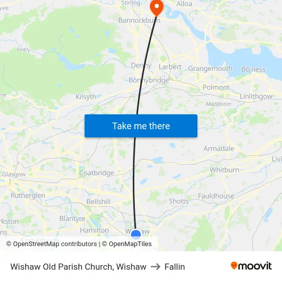 Wishaw Old Parish Church, Wishaw to Fallin map