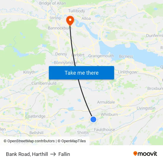 Bank Road, Harthill to Fallin map