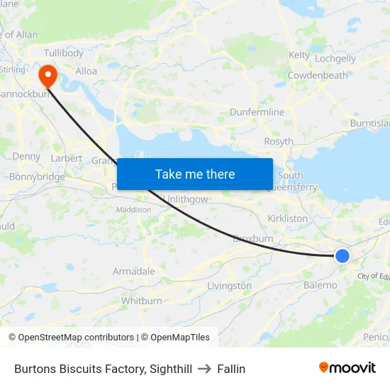 Burtons Biscuits Factory, Sighthill to Fallin map