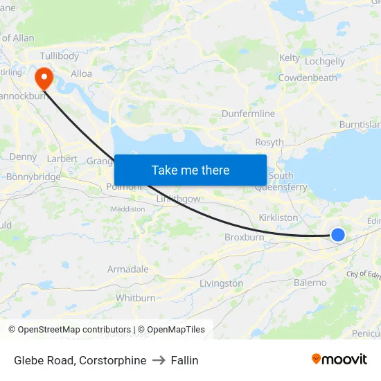 Glebe Road, Corstorphine to Fallin map
