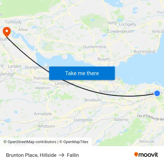 Brunton Place, Hillside to Fallin map