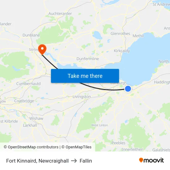 Fort Kinnaird, Newcraighall to Fallin map