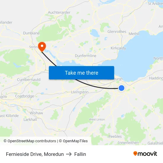 Fernieside Drive, Moredun to Fallin map