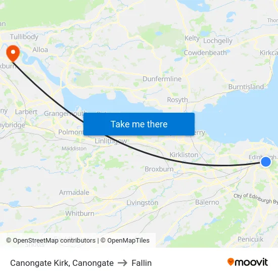 Canongate Kirk, Canongate to Fallin map