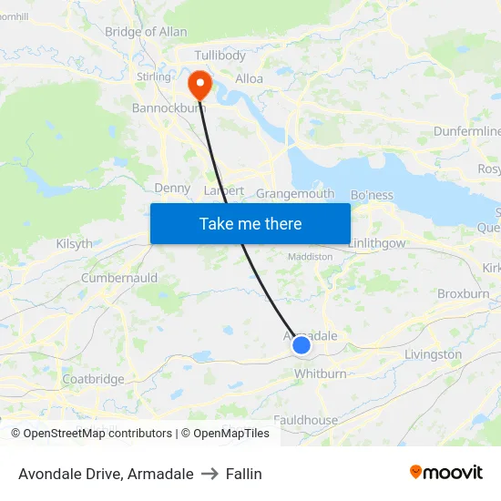 Avondale Drive, Armadale to Fallin map