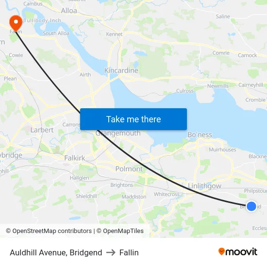Auldhill Avenue, Bridgend to Fallin map