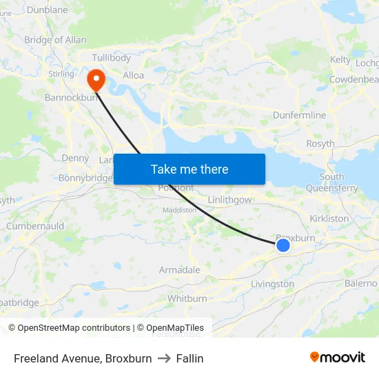 Freeland Avenue, Broxburn to Fallin map