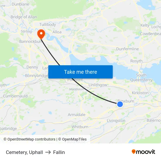 Cemetery, Uphall to Fallin map