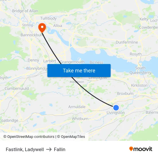 Fastlink, Ladywell to Fallin map