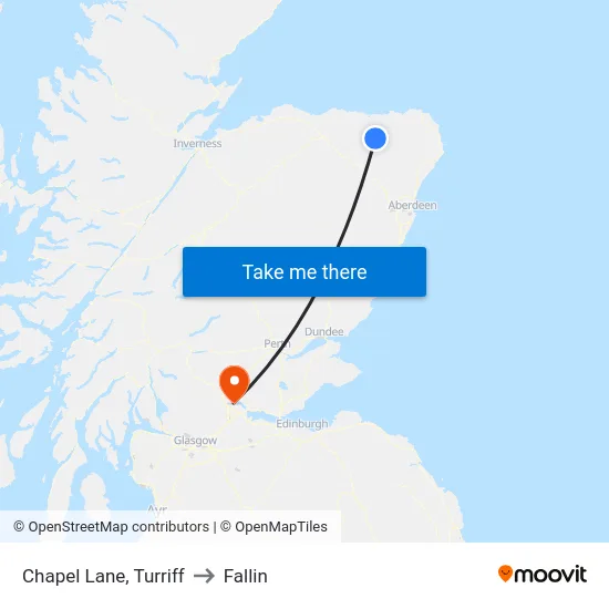 Chapel Lane, Turriff to Fallin map