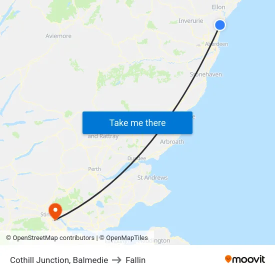 Cothill Junction, Balmedie to Fallin map