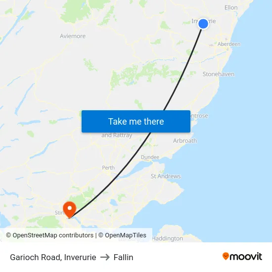 Garioch Road, Inverurie to Fallin map