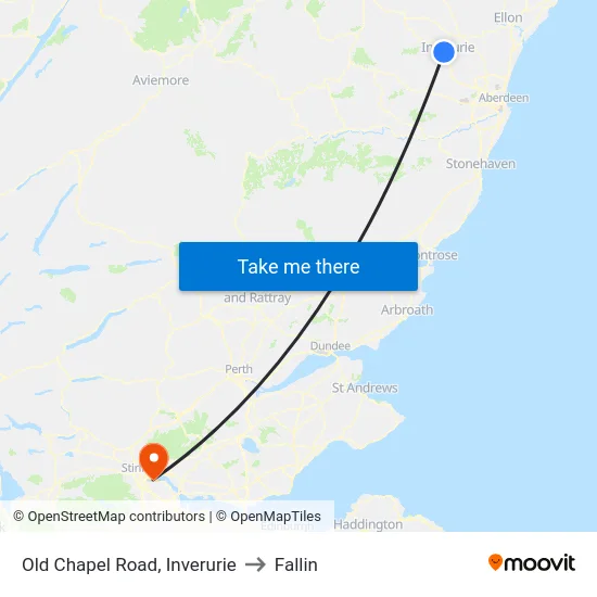 Old Chapel Road, Inverurie to Fallin map