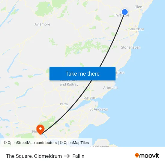 The Square, Oldmeldrum to Fallin map