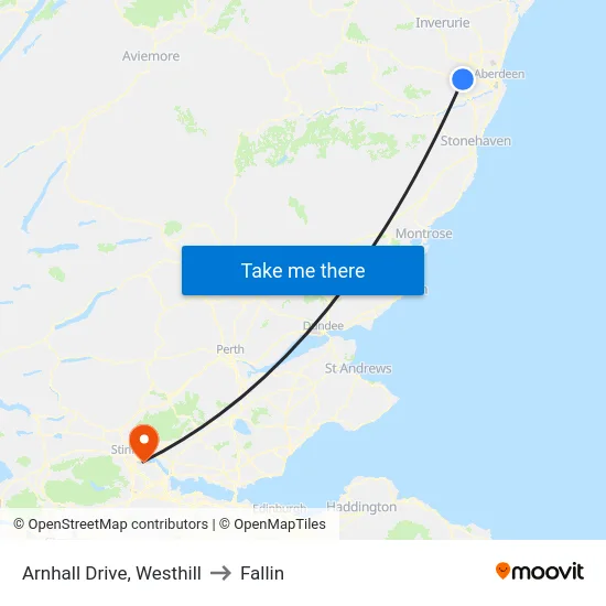 Arnhall Drive, Westhill to Fallin map