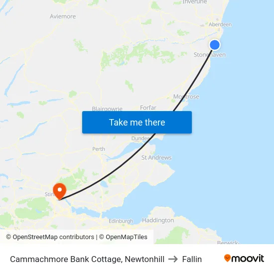 Cammachmore Bank Cottage, Newtonhill to Fallin map
