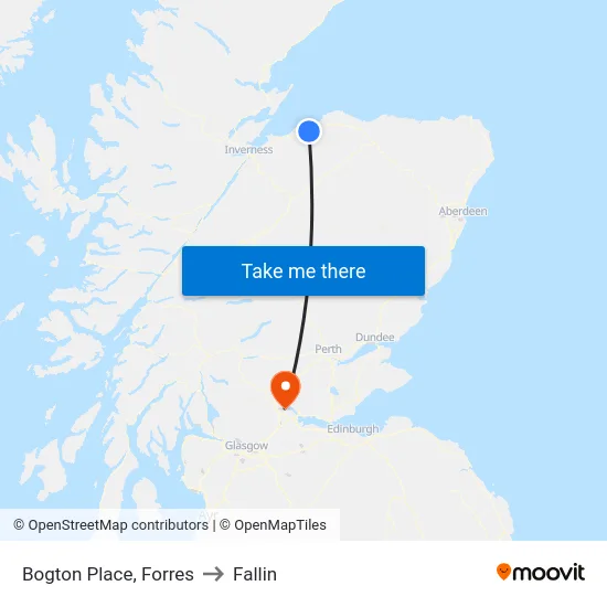 Bogton Place, Forres to Fallin map