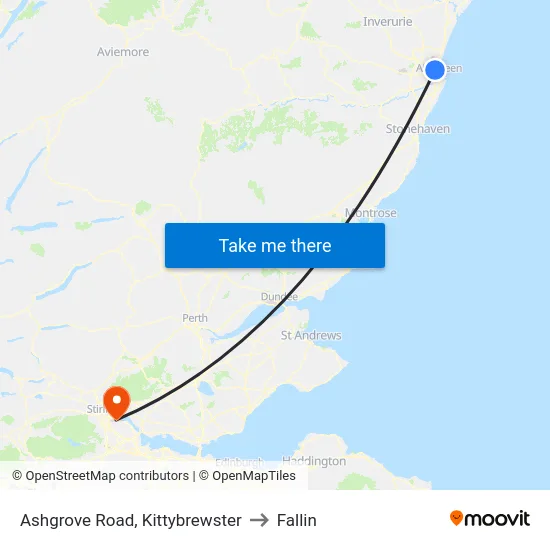 Ashgrove Road, Kittybrewster to Fallin map