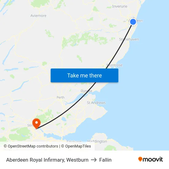 Aberdeen Royal Infirmary (Stand B), Westburn to Fallin map