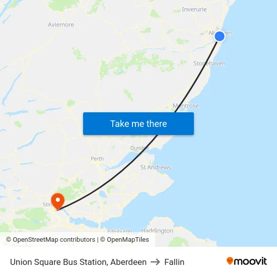 Union Square Bus Station, Aberdeen to Fallin map