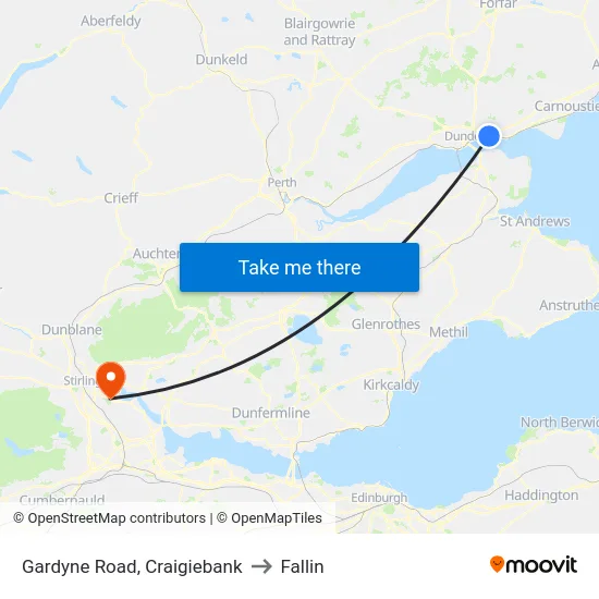 Gardyne Road, Craigiebank to Fallin map