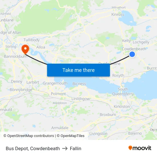Bus Depot, Cowdenbeath to Fallin map