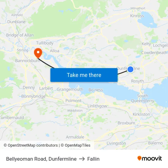 Bellyeoman Road, Dunfermline to Fallin map