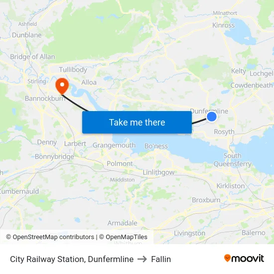 City Railway Station, Dunfermline to Fallin map