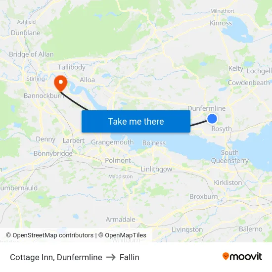 Cottage Inn, Dunfermline to Fallin map