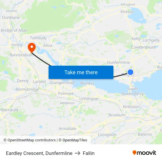 Eardley Crescent, Dunfermline to Fallin map